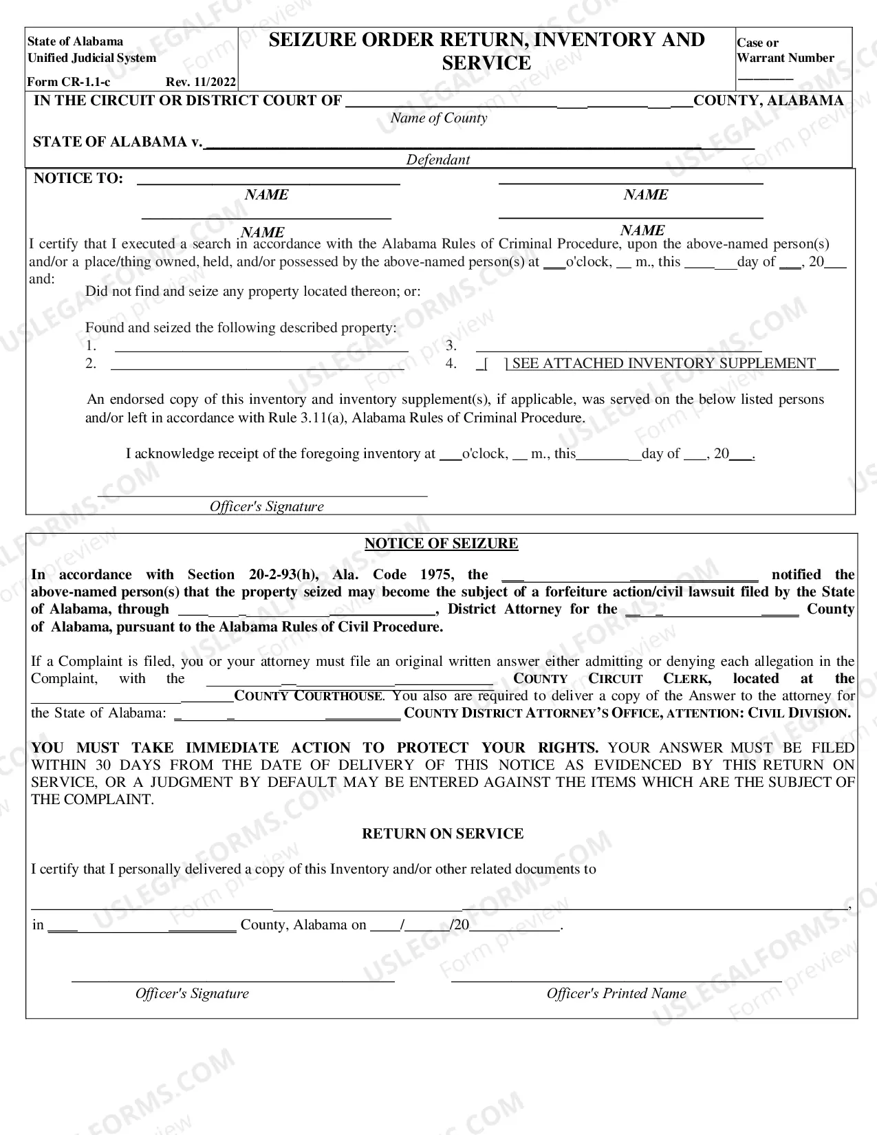 Preview Application for Seizure Order