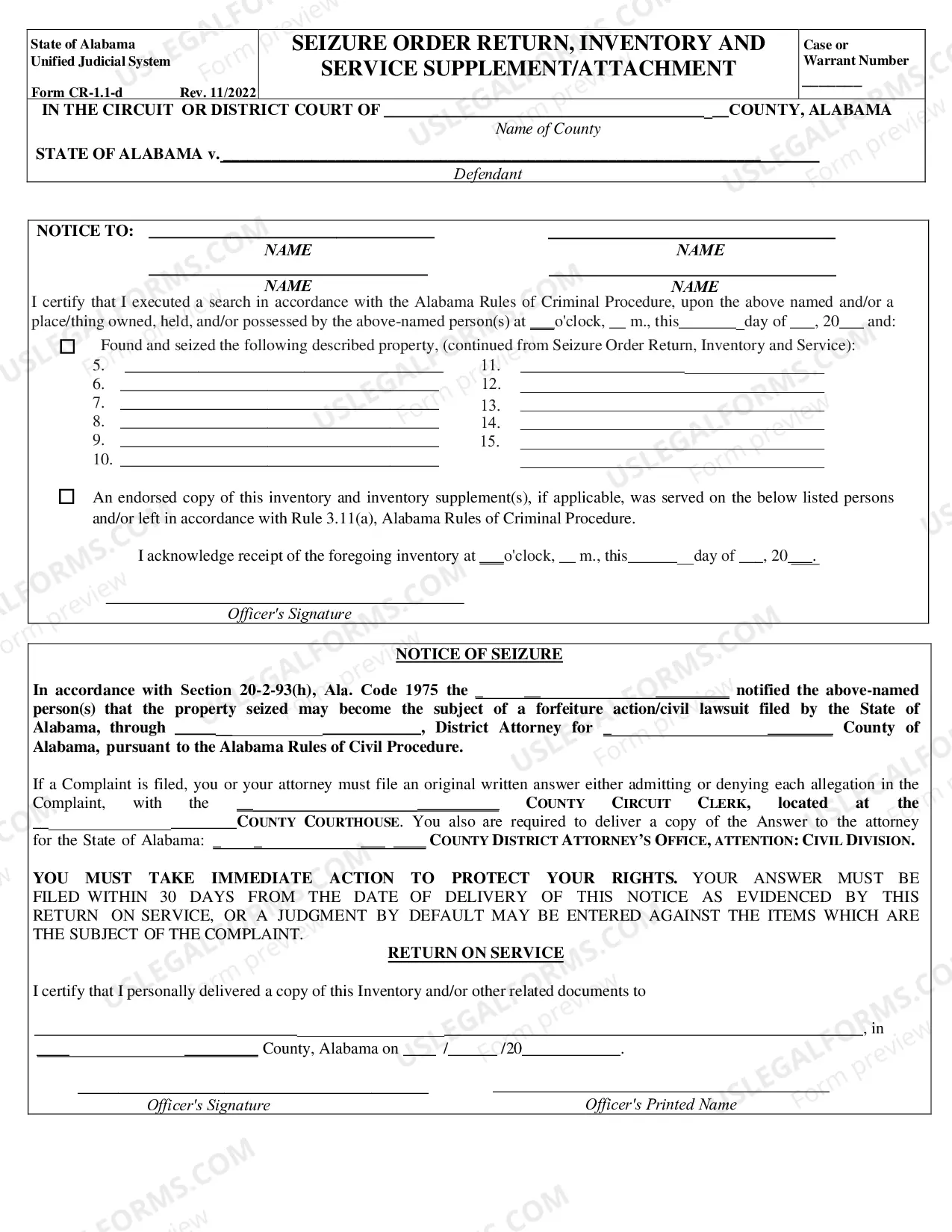 Preview Application for Seizure Order