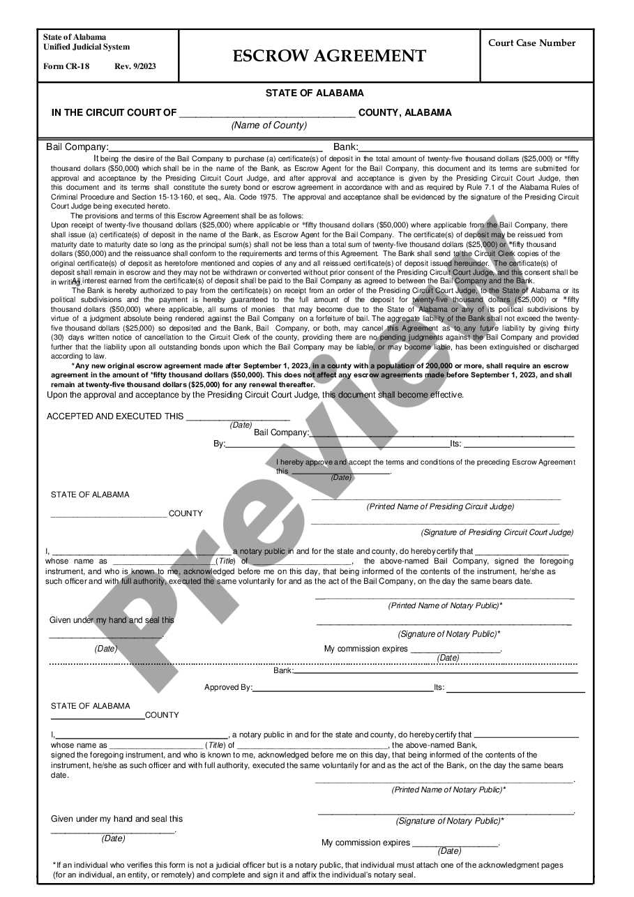 form Escrow Agreement preview