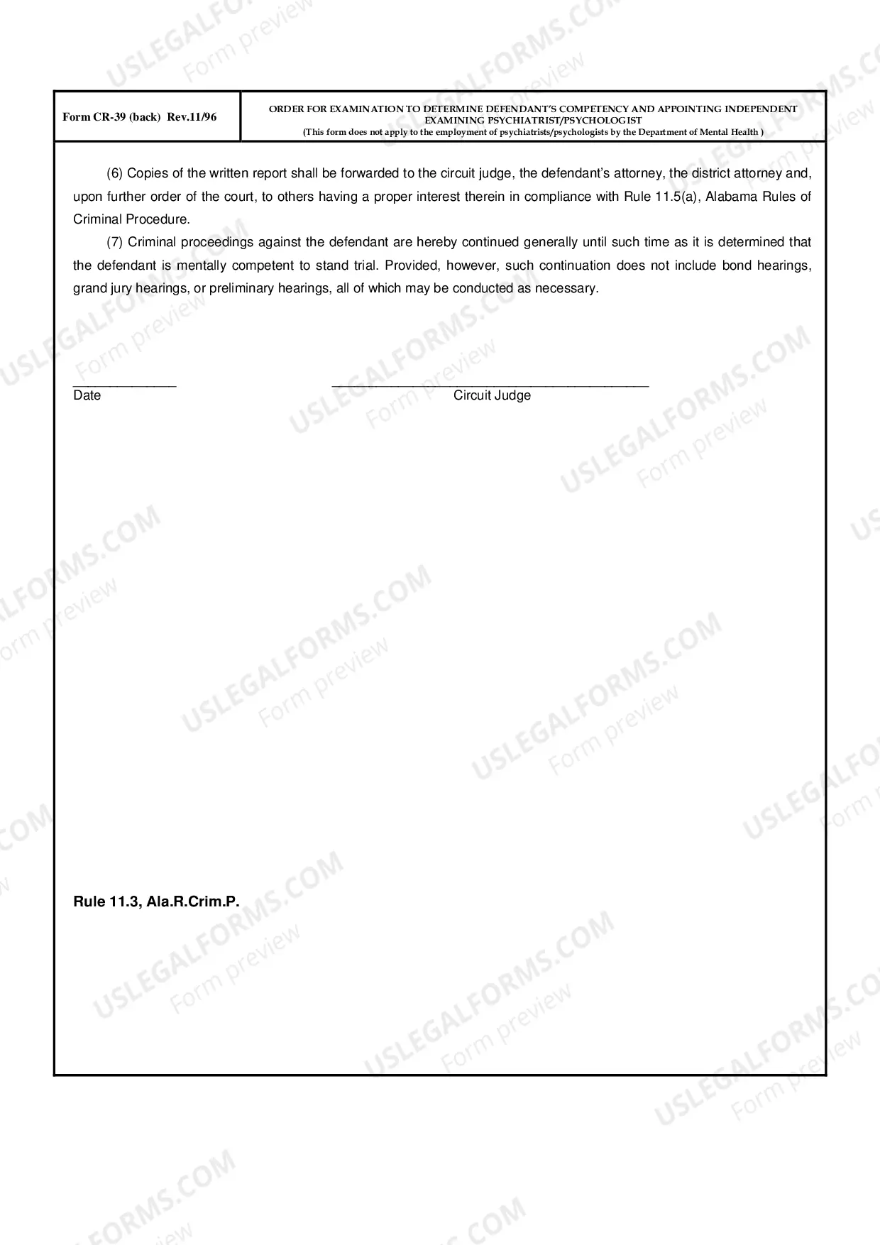 Preview Order For Examination To Determine Defendants Competency