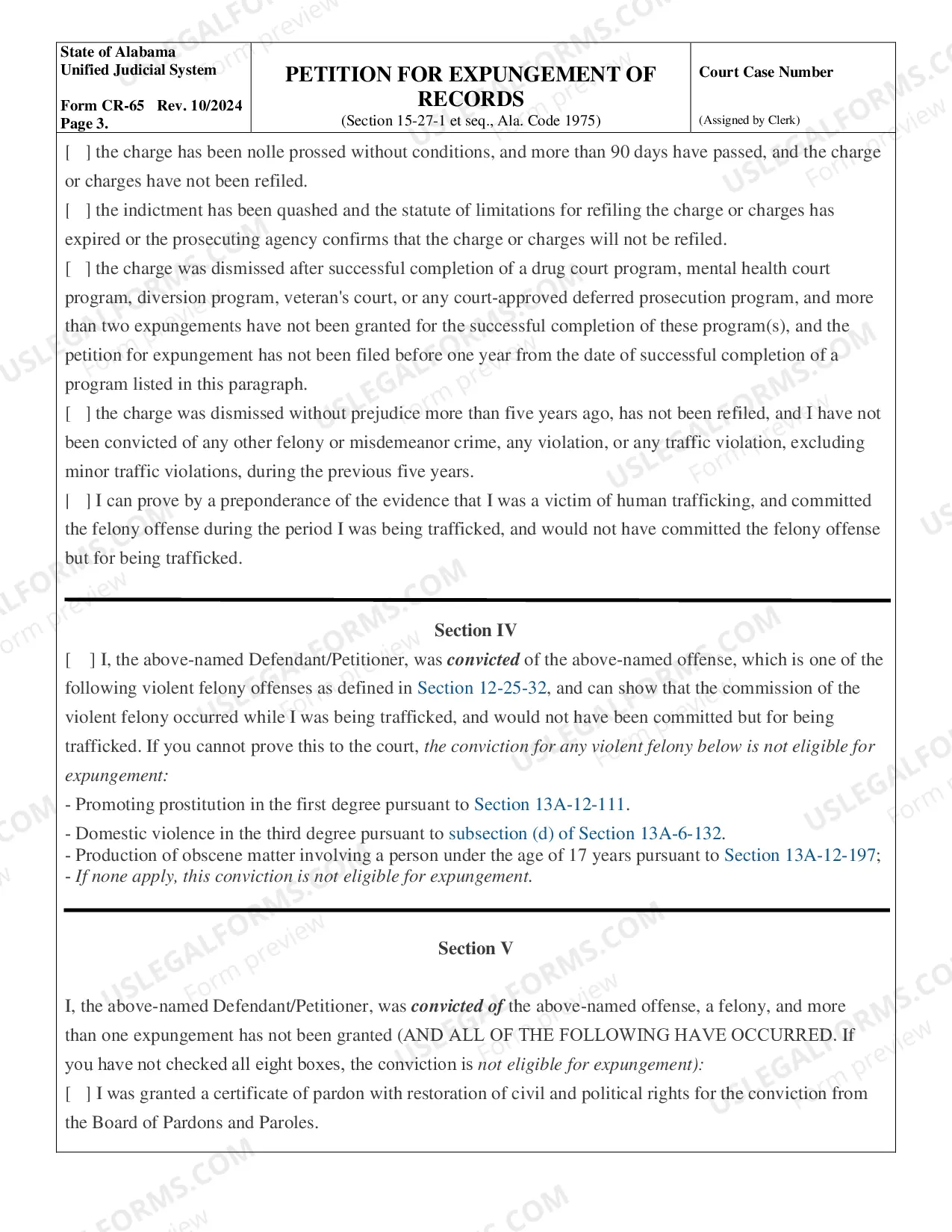 Preview Petition for Expungement of Records