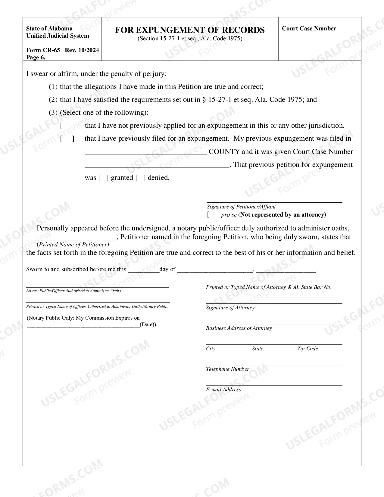 Preview Petition for Expungement of Records