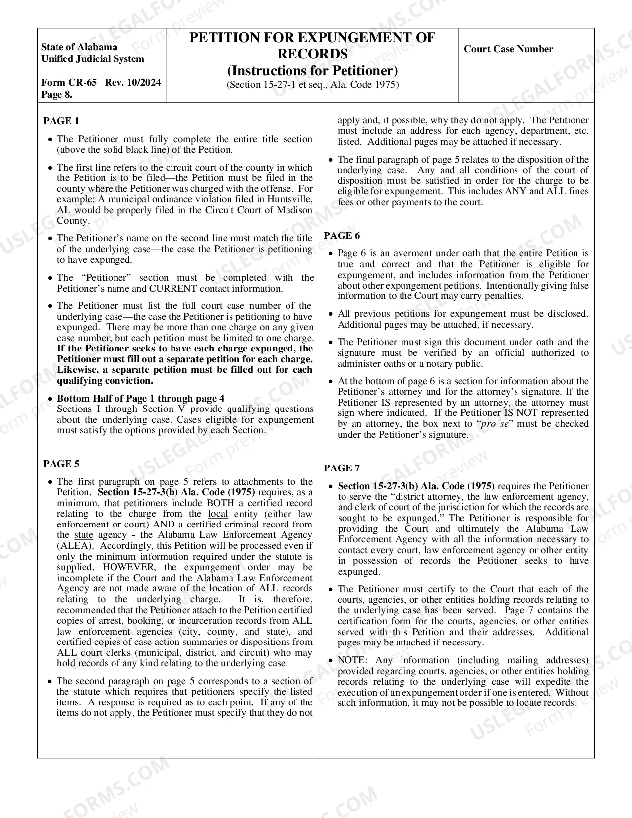 Preview Petition for Expungement of Records