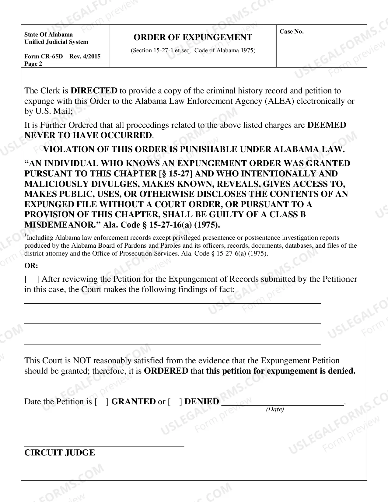 Preview Order of Expungement
