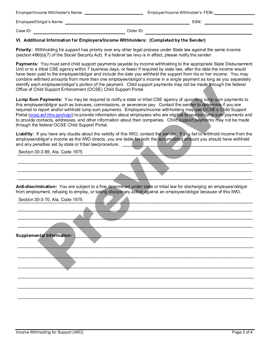 page 2 Order / Notice to Withhold Income for Child Support preview