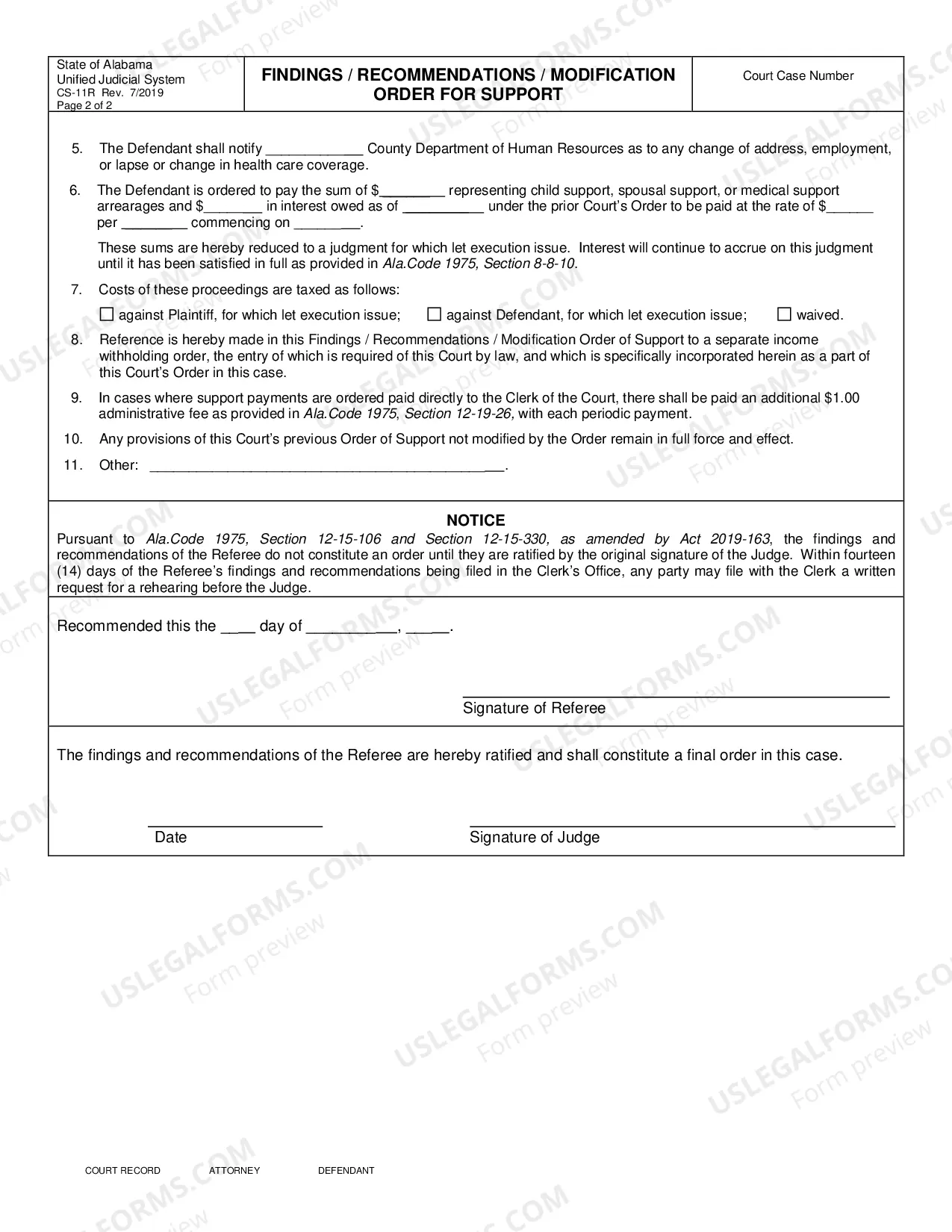 Preview Findings Recommendations Modification Order For Support