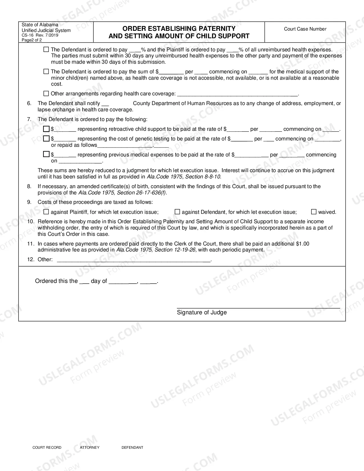 Preview Order Establishing Paternity And Setting Amount of Child Support