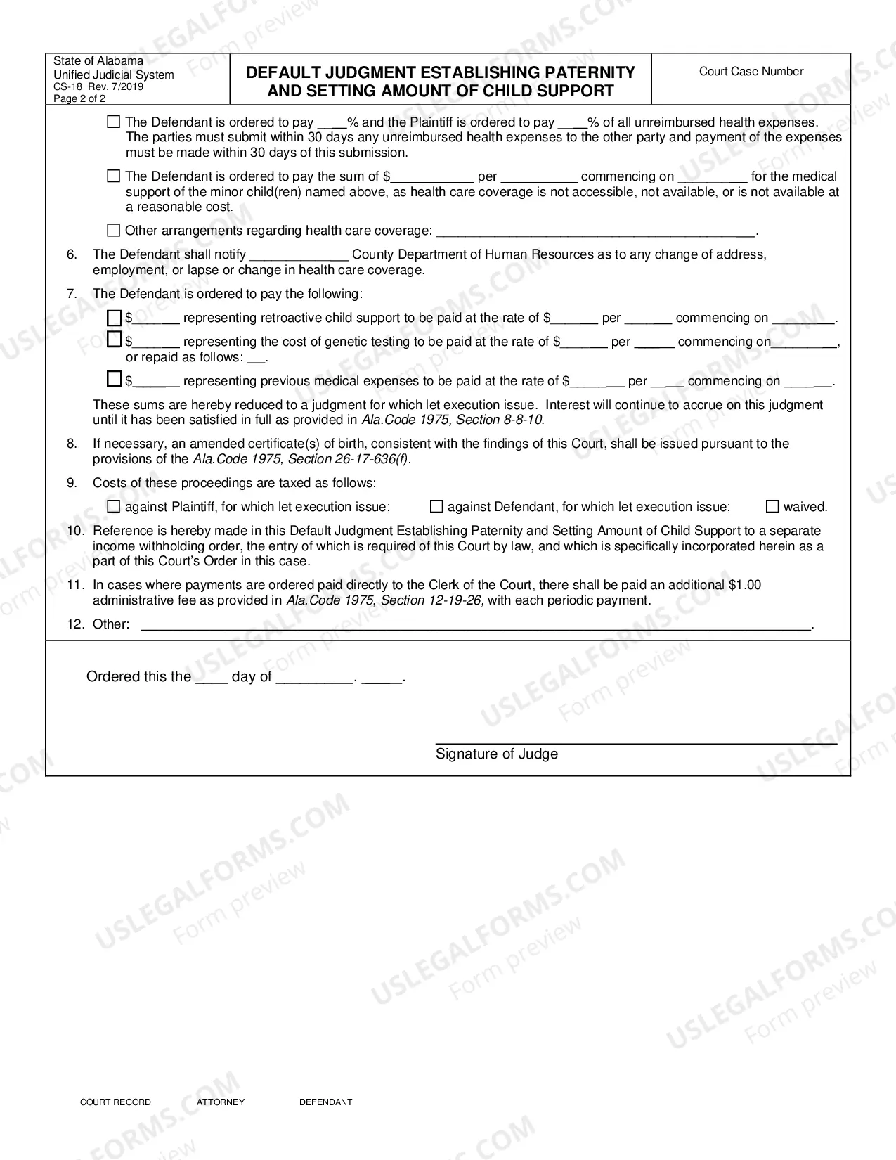 Preview Default Judgment Establishing Paternity And Setting Amount of Child Support