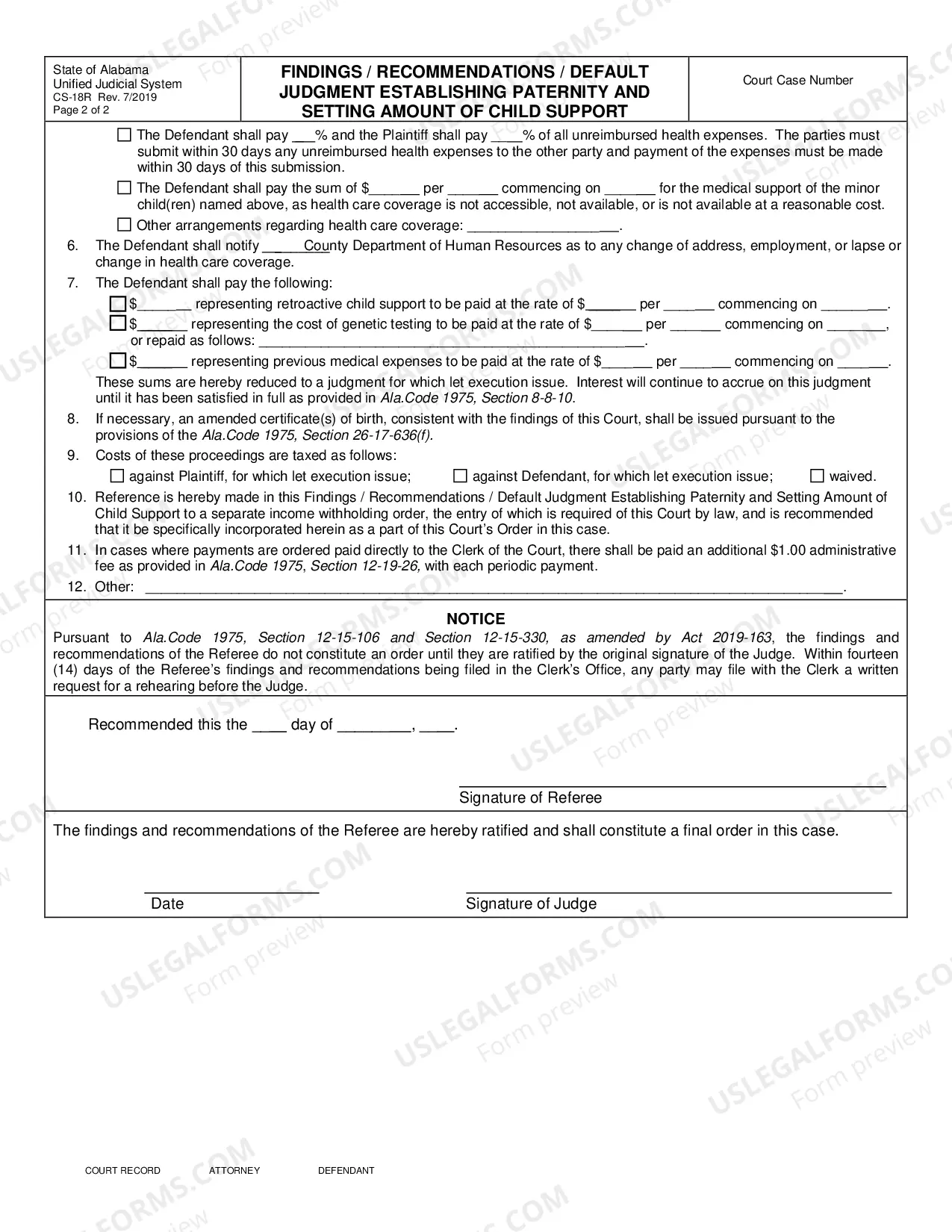 Preview Findings Recommendations Default Judgement Establishing Paternity And Setting Amount of Child Support