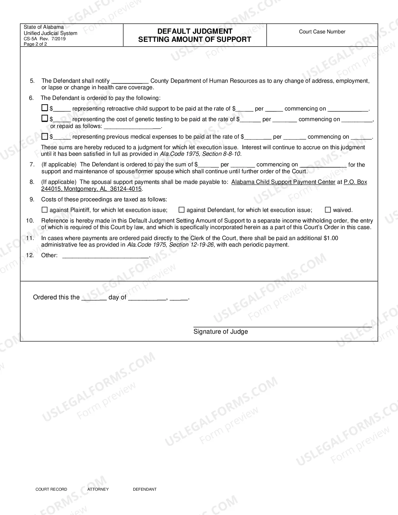 Preview Default Judgment Setting Amount of Support