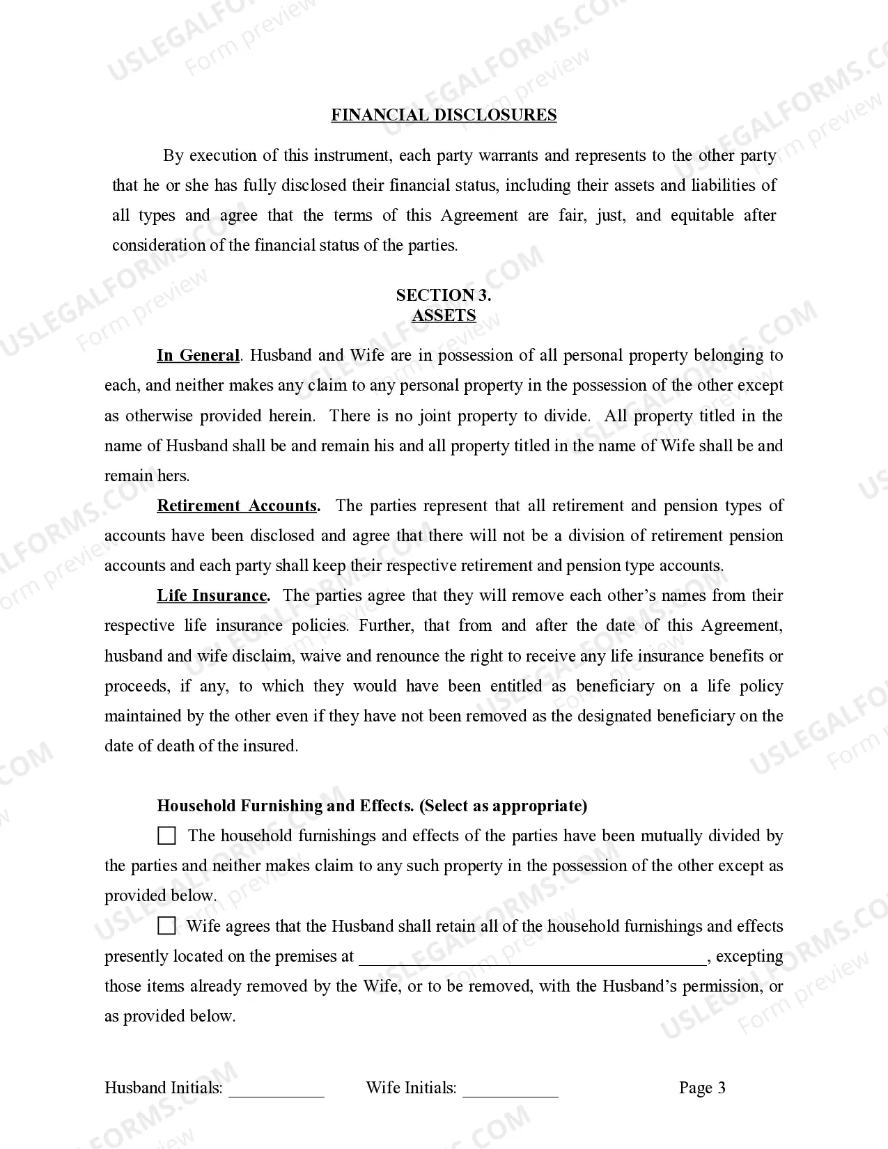Preview Marital Legal Separation and Property Settlement Agreement where No Children or No Joint Property or Debts and Divorce Action Filed