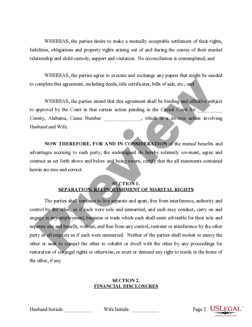 Get Marital Legal Separation and Property Settlement Agreement where Minor Children and No Joint Property or Debts and Divorce Action Filed Preview Marital Legal Separation and Property Settlement Agreement where Minor Children and No Joint Property or Debts and Divorce Action Filed