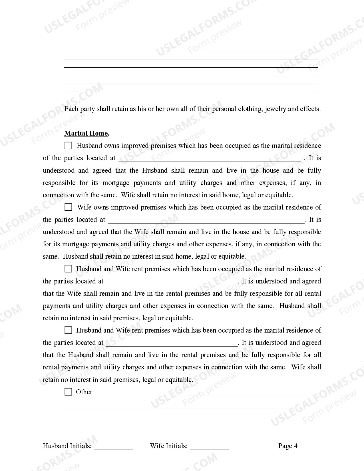 Preview Marital Legal Separation and Property Settlement Agreement where Minor Children and No Joint Property or Debts that is Effective Immediately
