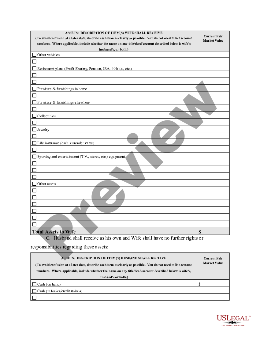 page 4 Marital Legal Separation and Property Settlement Agreement where Minor Children and Parties May have Joint Property or Debts and Divorce Action Filed preview