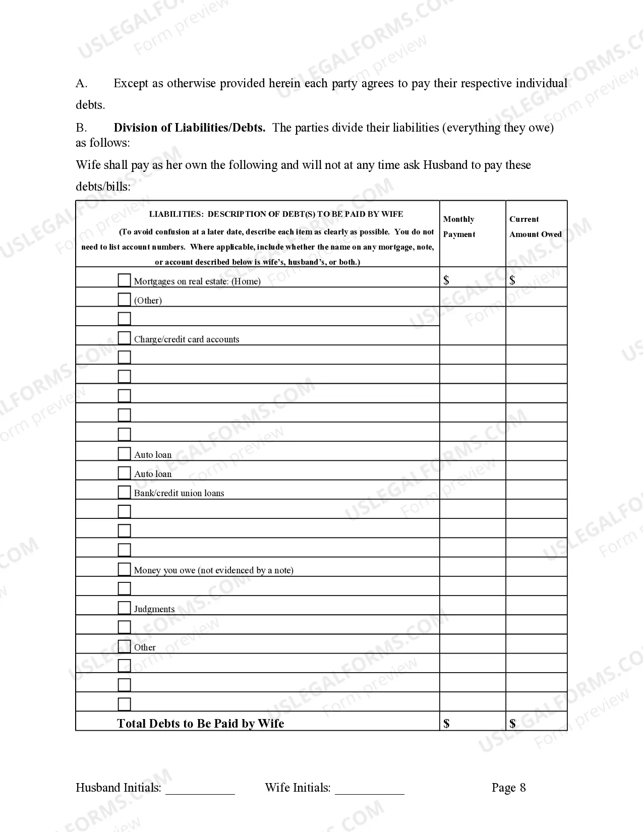 Preview Marital Legal Separation and Property Settlement Agreement Minor Children Parties May have Joint Property or Debts effective Immediately