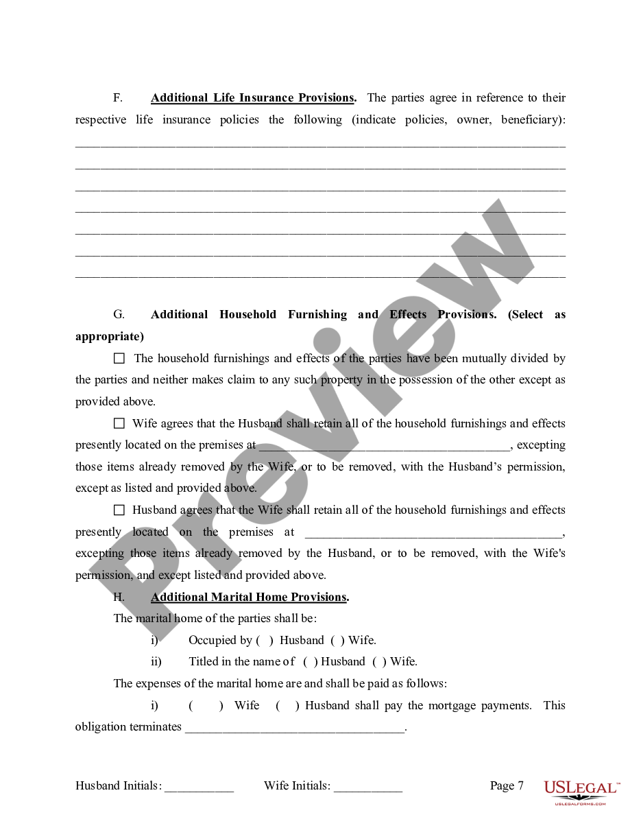 page 7 Marital Legal Separation and Property Settlement Agreement where No Children and parties may have Joint Property and / or Debts and Divorce Action Filed preview