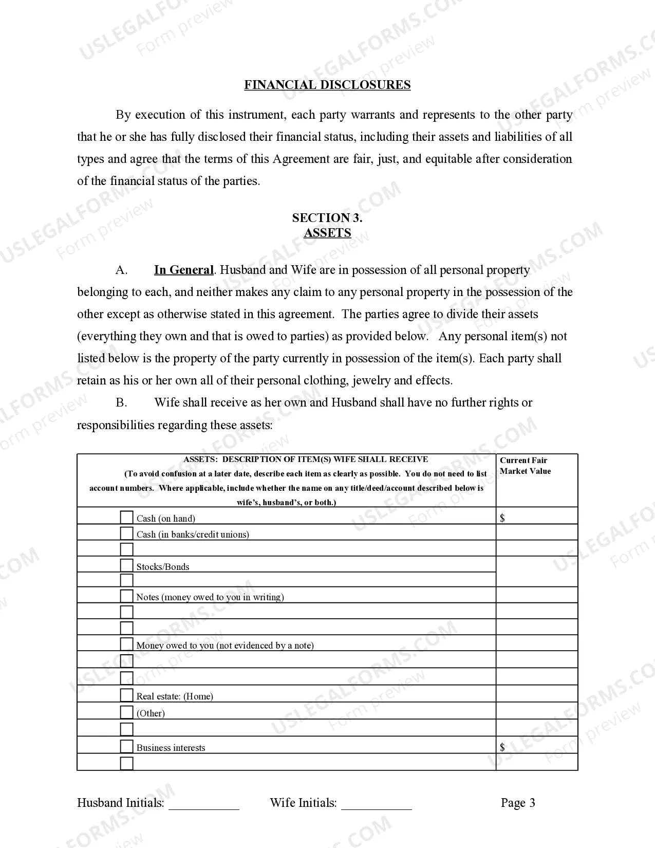 Preview Marital Legal Separation and Property Settlement Agreement where No Children and parties may have Joint Property and / or Debts and Divorce Action Filed