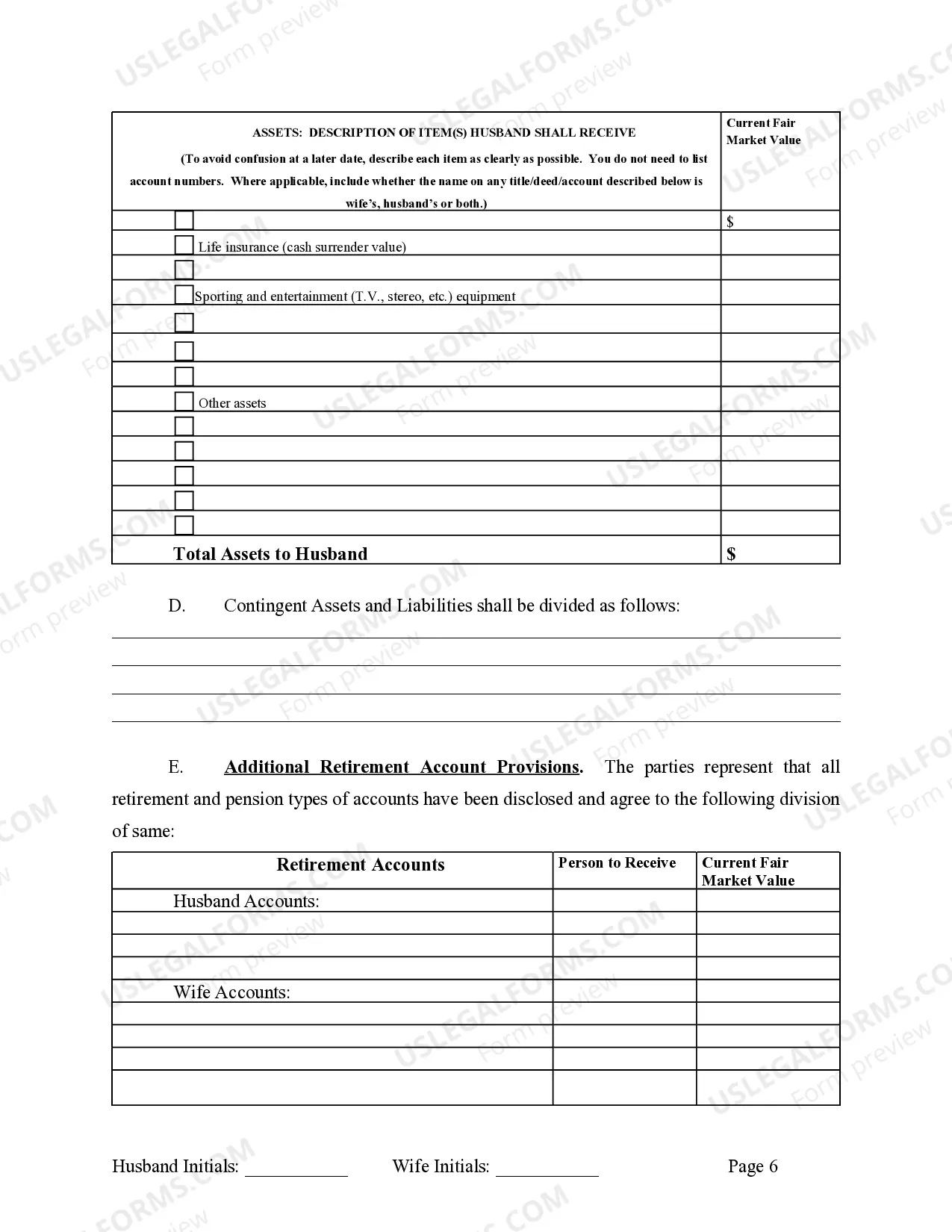Preview Marital Legal Separation and Property Settlement Agreement where No Children and parties may have Joint Property and / or Debts and Divorce Action Filed