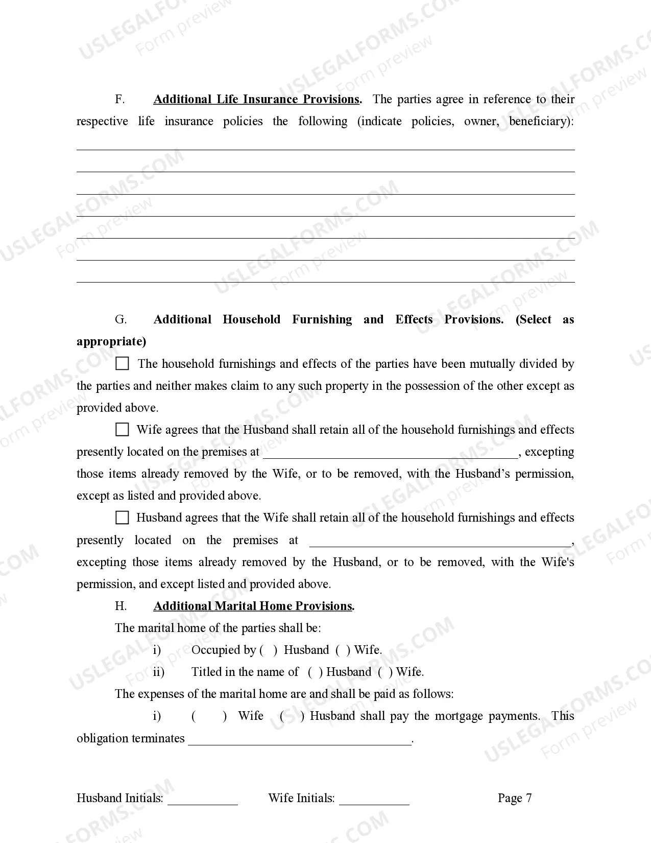 Preview Marital Legal Separation and Property Settlement Agreement where No Children and parties may have Joint Property and / or Debts and Divorce Action Filed