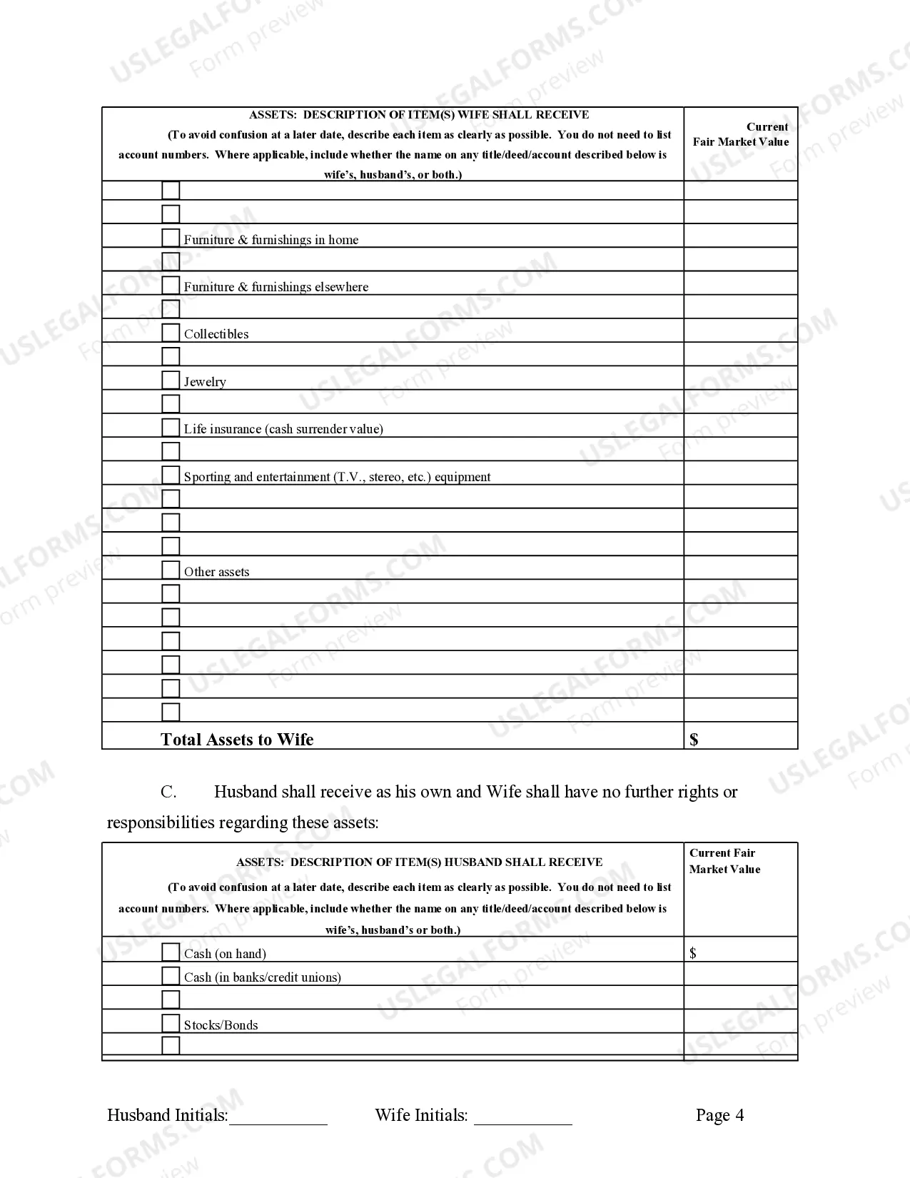Preview Marital Legal Separation and Property Settlement Agreement no children parties may have Joint Property or Debts effective Immediately