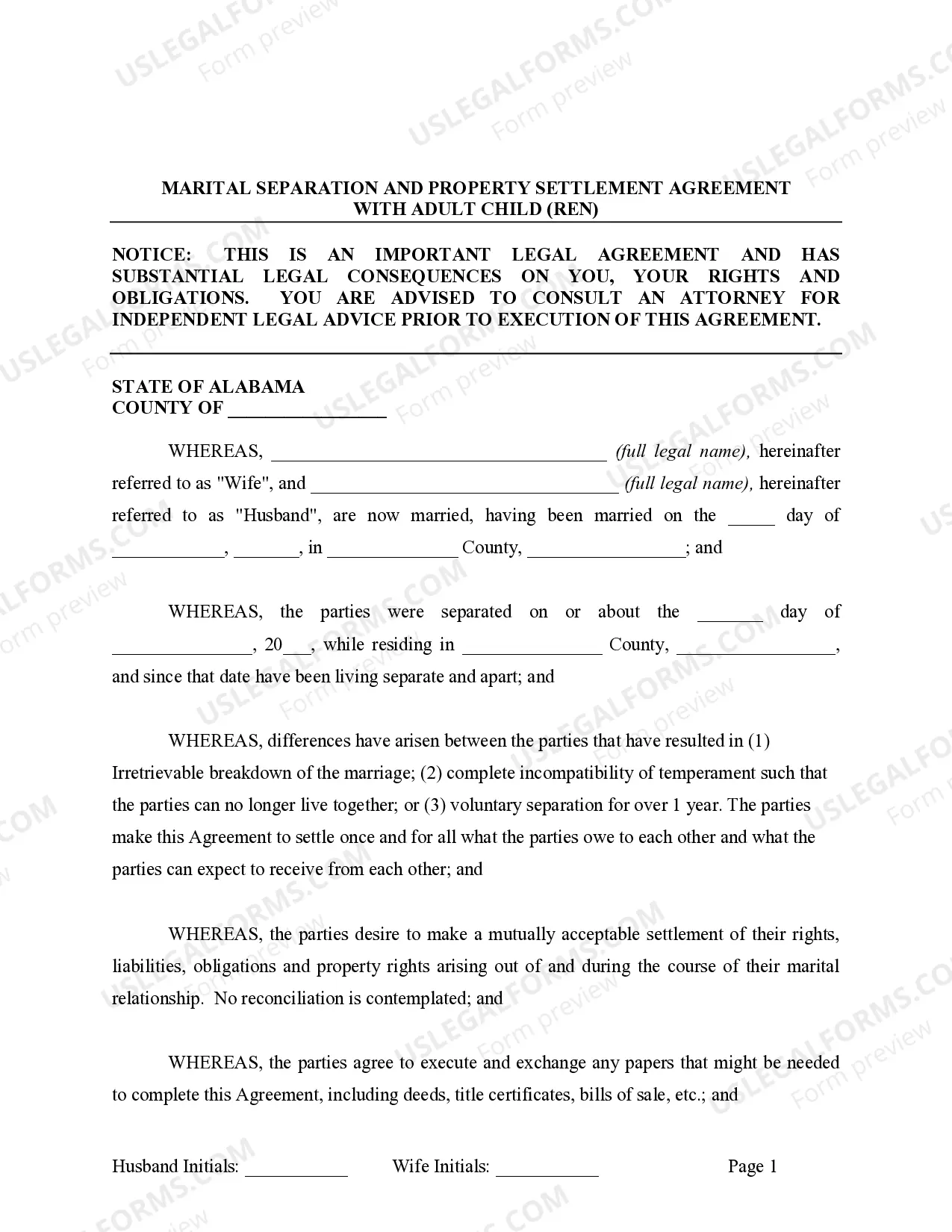 Preview Marital Legal Separation and Property Settlement Agreement Adult Children Parties May have Joint Property or Debts where Divorce Action Filed