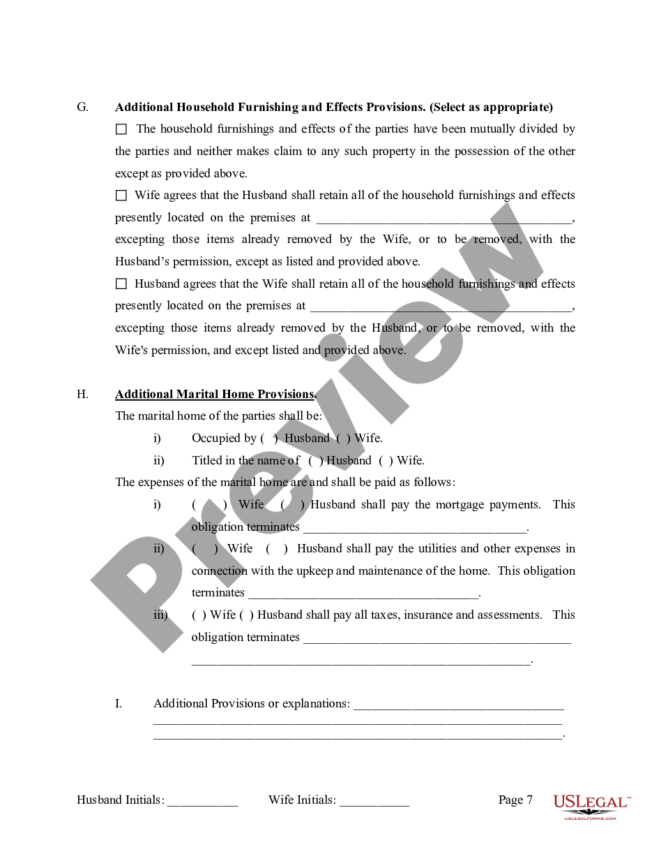 page 7 Legal Separation and Property Settlement Agreement with Adult Children - Marital - Parties May have Joint Property or Debts - Effective Immediately preview