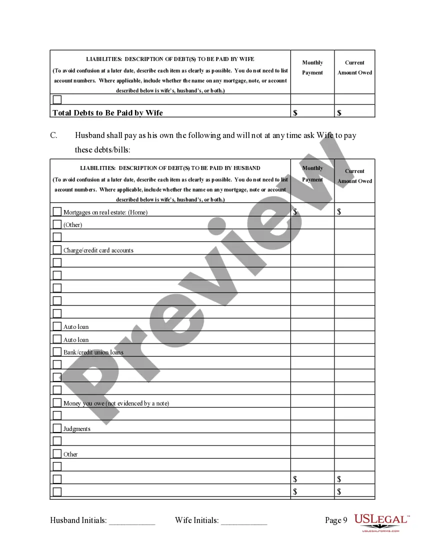 Preview Legal Separation and Property Settlement Agreement with Adult Children - Marital - Parties May have Joint Property or Debts - Effective Immediately