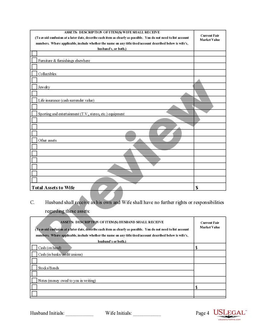 Preview Legal Separation and Property Settlement Agreement with Adult Children - Marital - Parties May have Joint Property or Debts - Effective Immediately