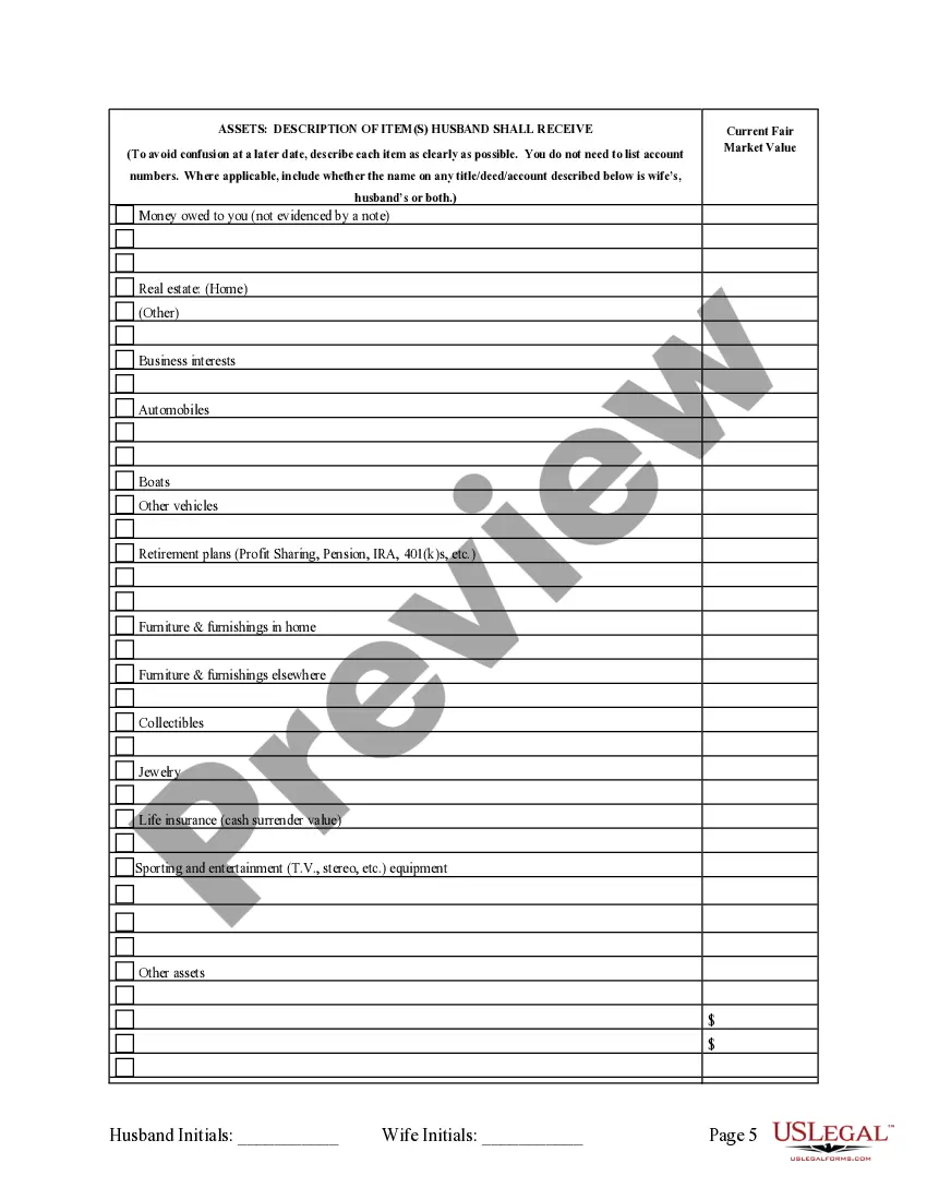 Preview Legal Separation and Property Settlement Agreement with Adult Children - Marital - Parties May have Joint Property or Debts - Effective Immediately