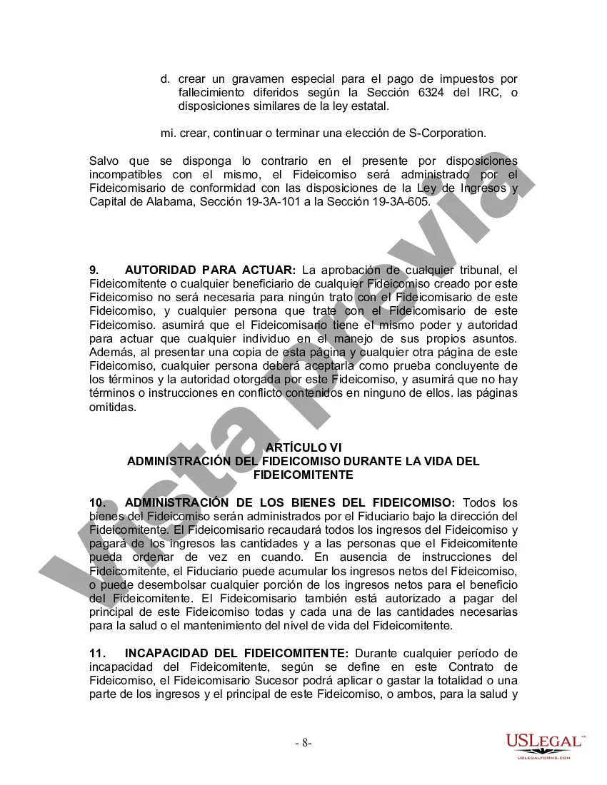 Preview Fideicomiso en vida para esposo y esposa sin hijos