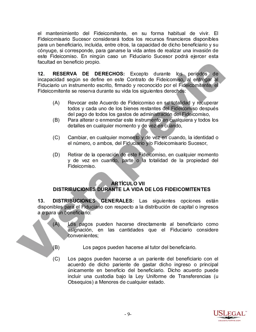 Preview Fideicomiso en vida para esposo y esposa sin hijos