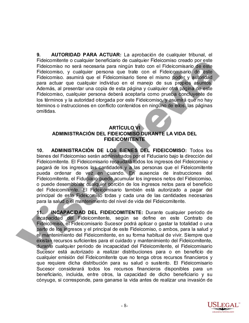 Preview Fideicomiso en vida para individuos solteros, divorciados o viudos o viudos sin hijos