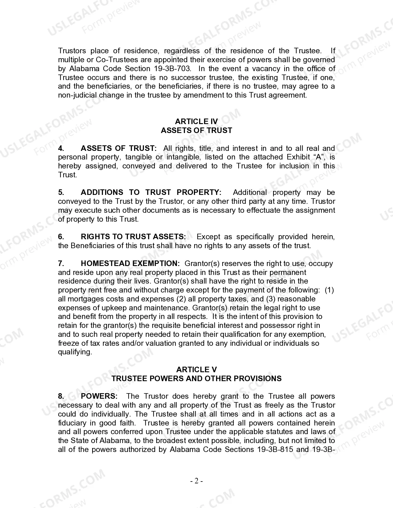 Preview Living Trust for Husband and Wife with Minor and or Adult Children