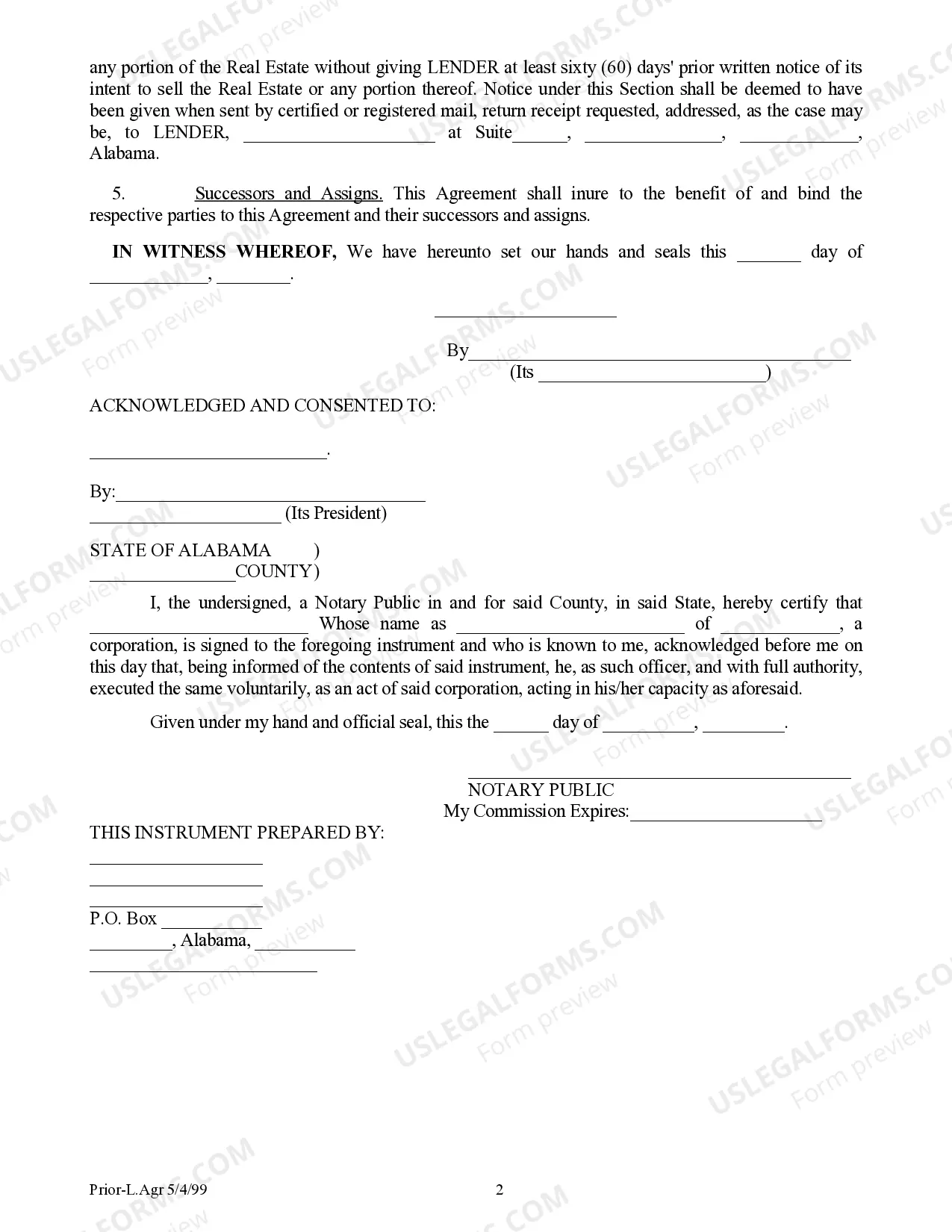 Preview Prior Lienholder's Agreement and subordination