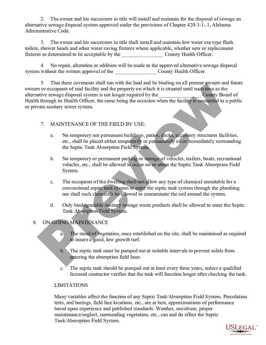 page 1 Covenants to Run with the Land - Granting Right to Operate Sewer System on Property preview