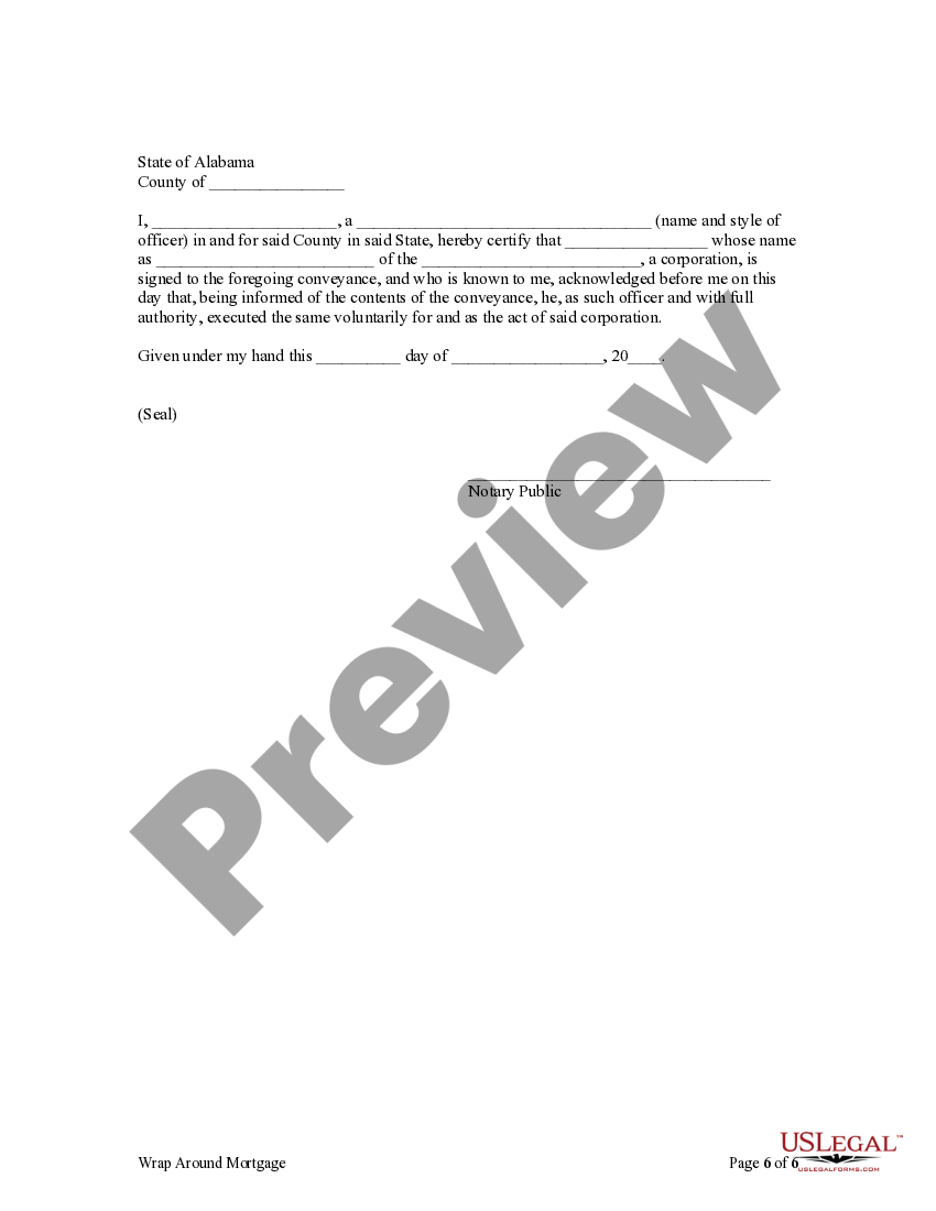 Alabama Wrap Around Mortgage US Legal Forms