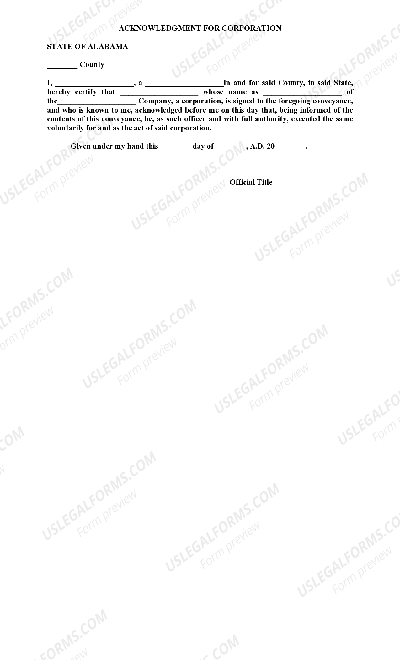 Alabama Deed of Temporary Easement US Legal Forms