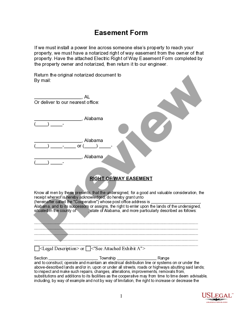Alabama Power Line Easement With Easement US Legal Forms