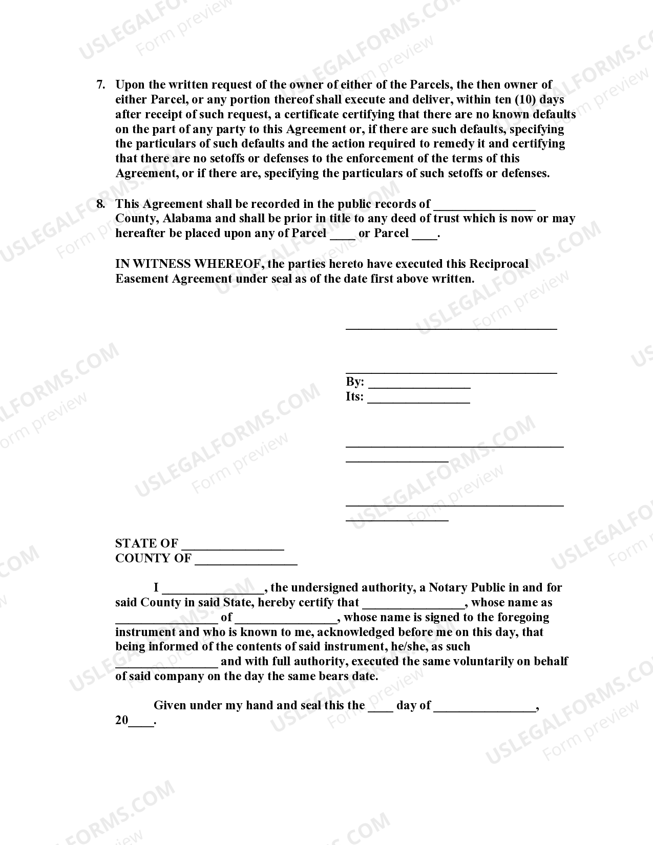 Alabama Reciprocal Easement Agreement Reciprocal Easement Agreement