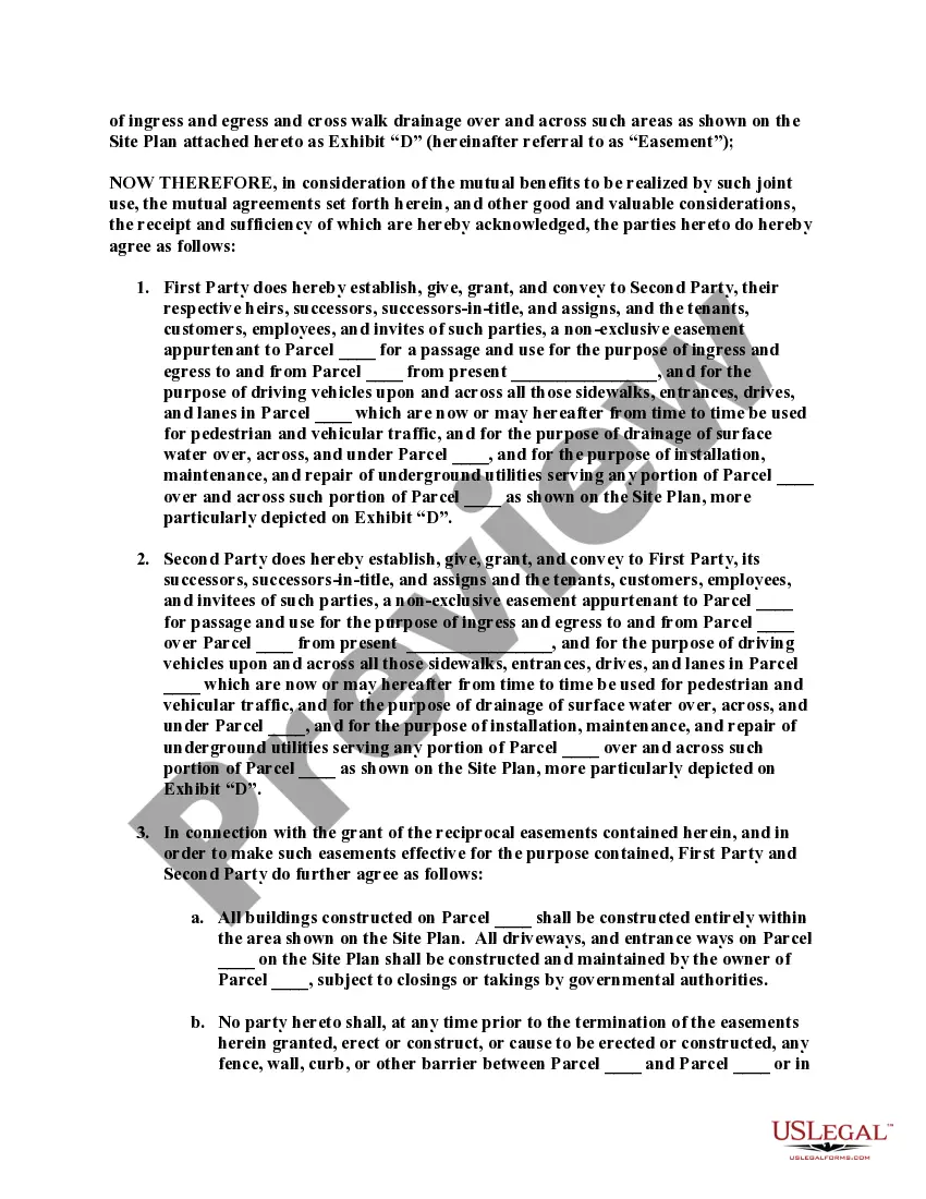 Preview Reciprocal Easement Agreement