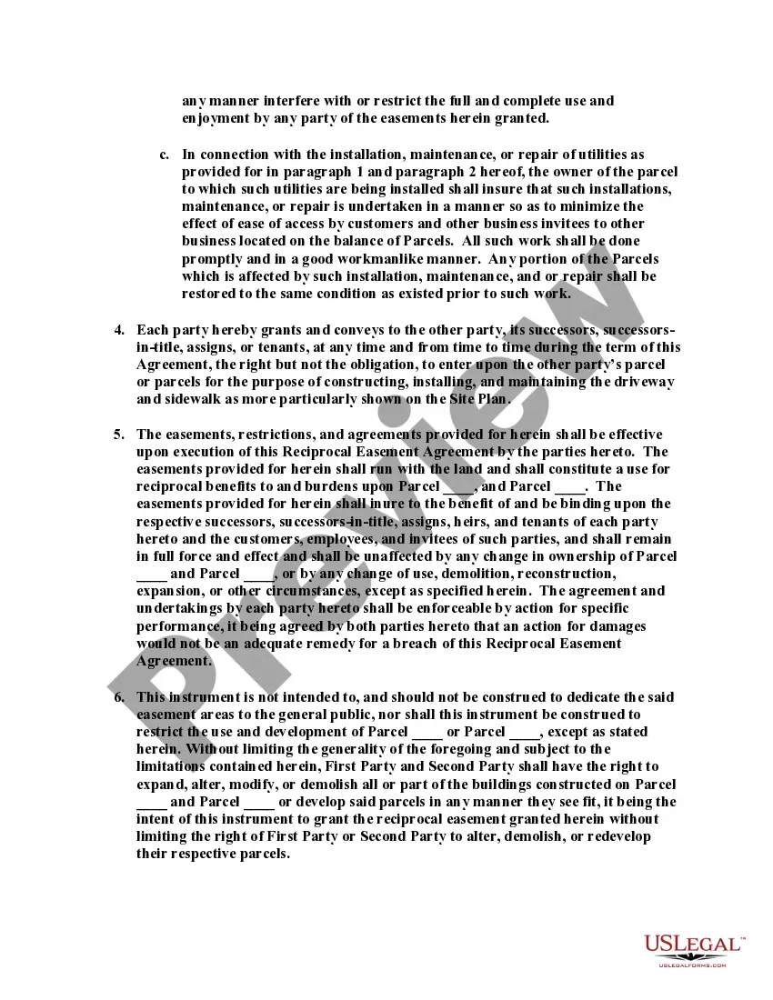 Preview Reciprocal Easement Agreement