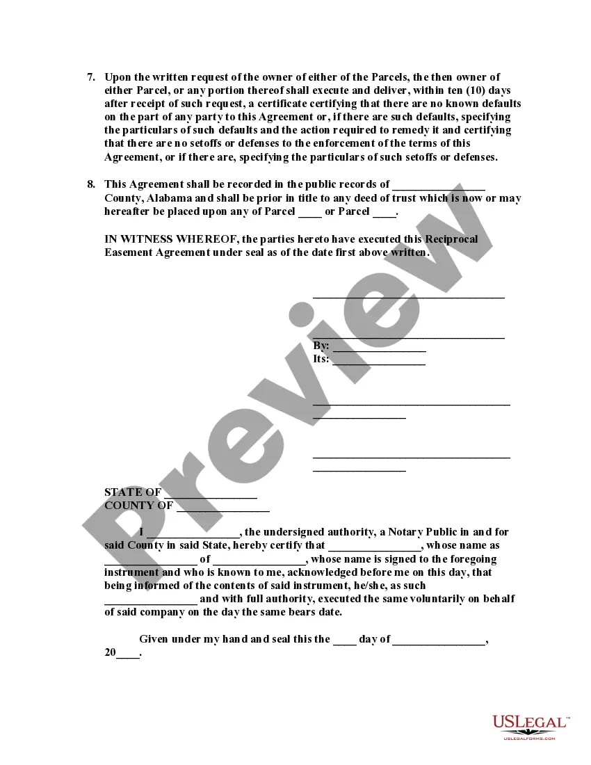 Preview Reciprocal Easement Agreement