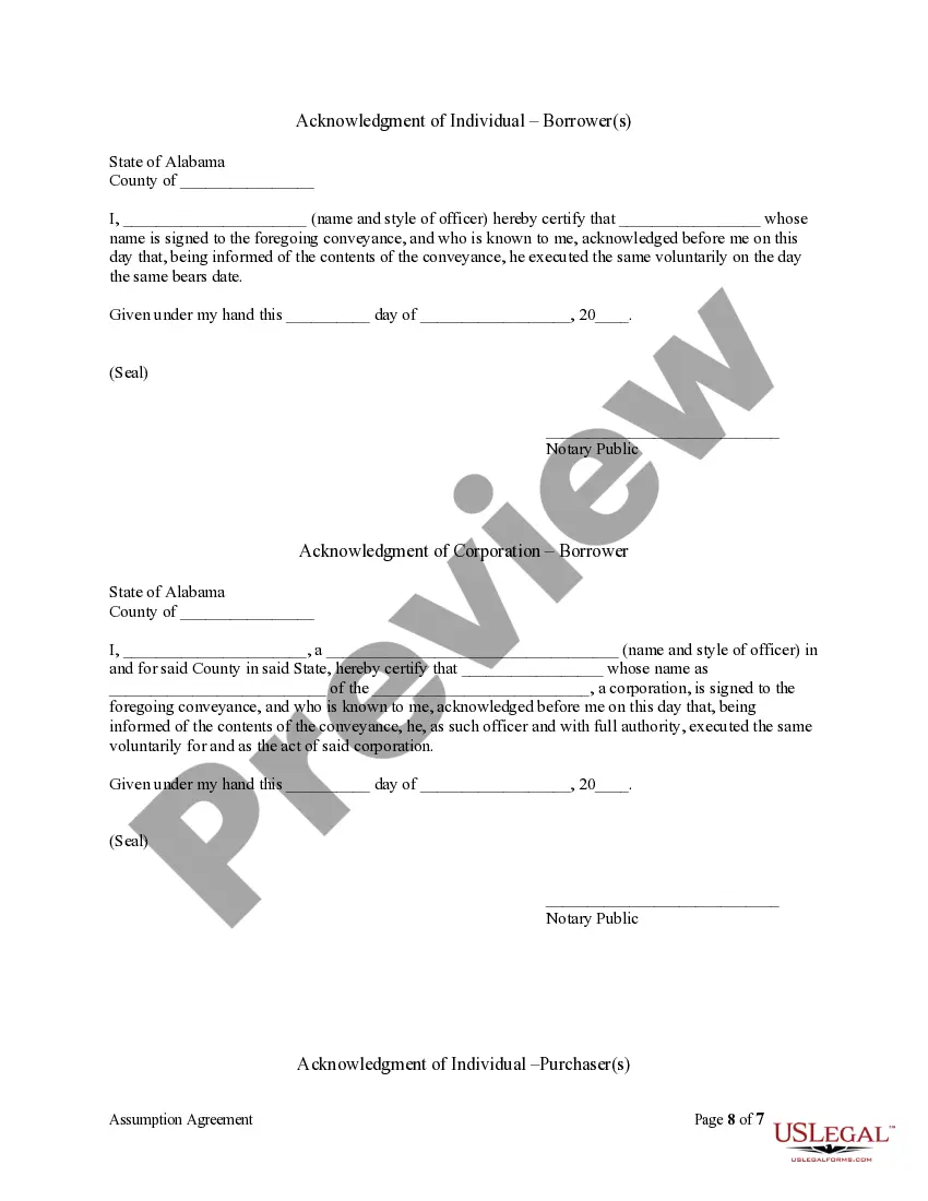 Preview Assumption Agreement of Mortgage and Release of Original Mortgagors