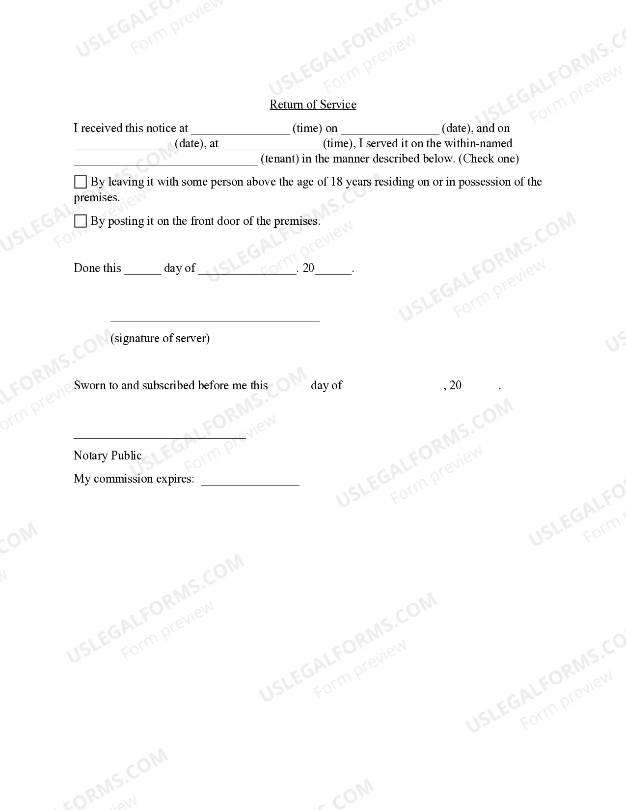 Preview Seven (7) Day Notice to Pay Rent or Quit