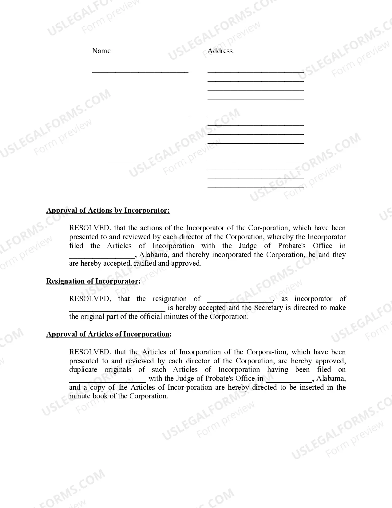 Preview Minutes for Organizational Meeting