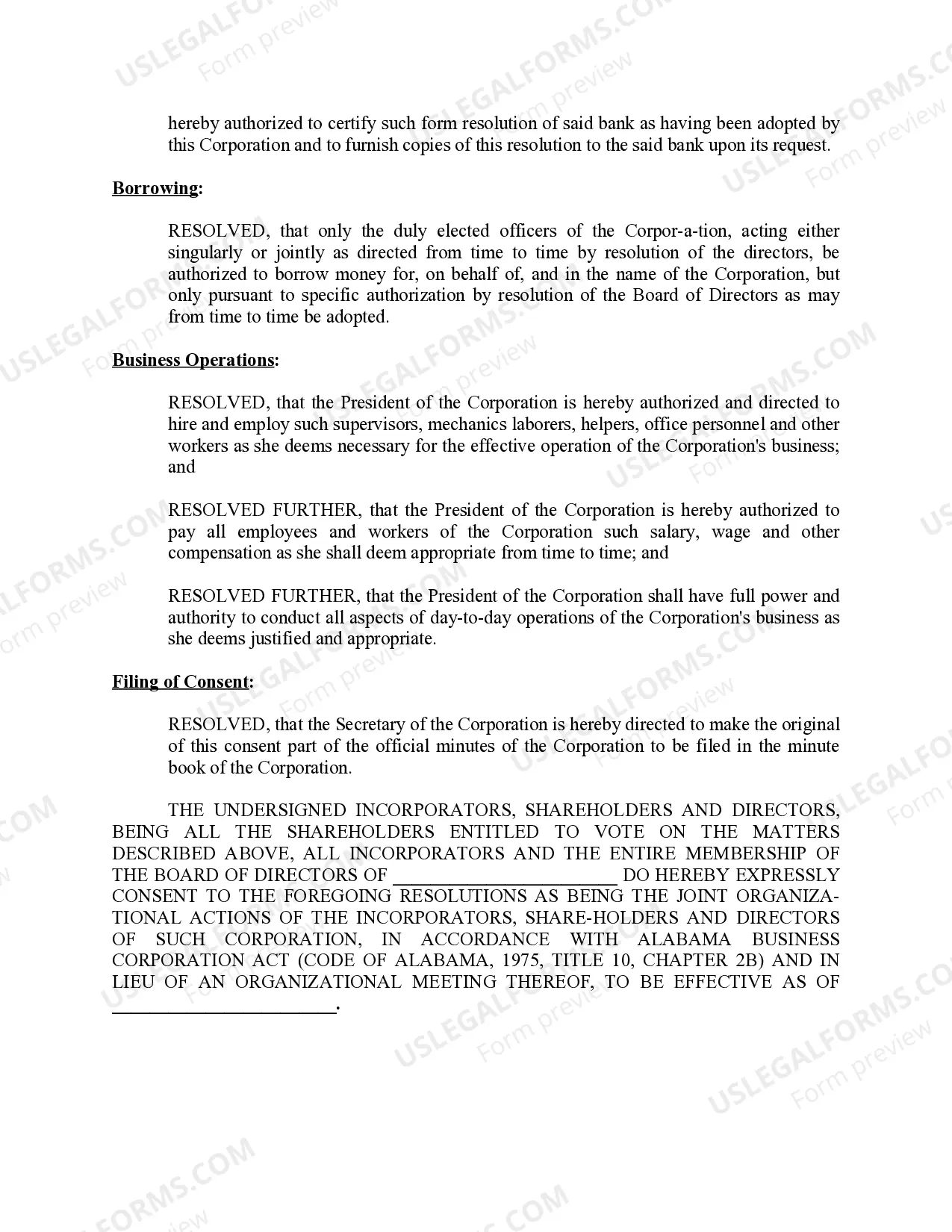 Preview Minutes for Organizational Meeting