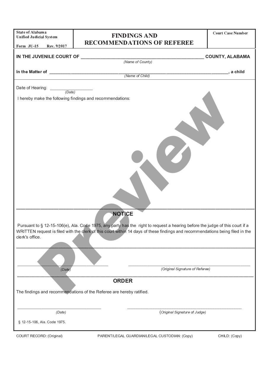 form Notice of Findings and Recommendation of Referee preview