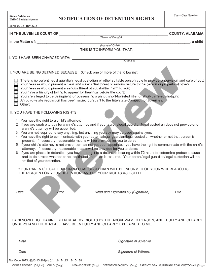 form Notification of Detention Rights preview