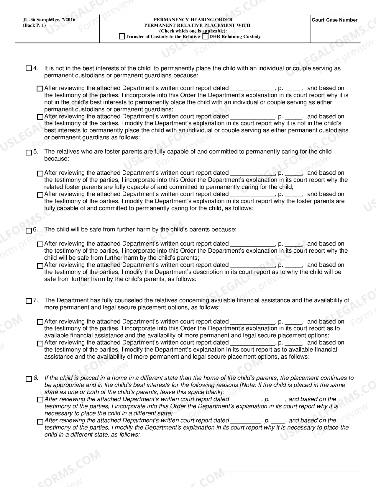 Preview Permanency Hearing Order Permanent Relative Placement