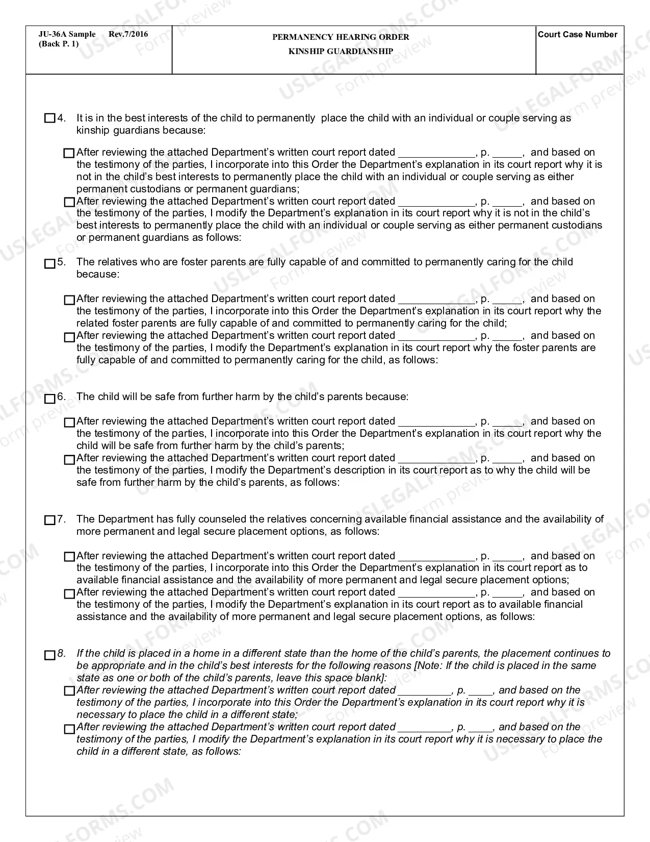 Preview Permanency Hearing Order Kinship Guardianship